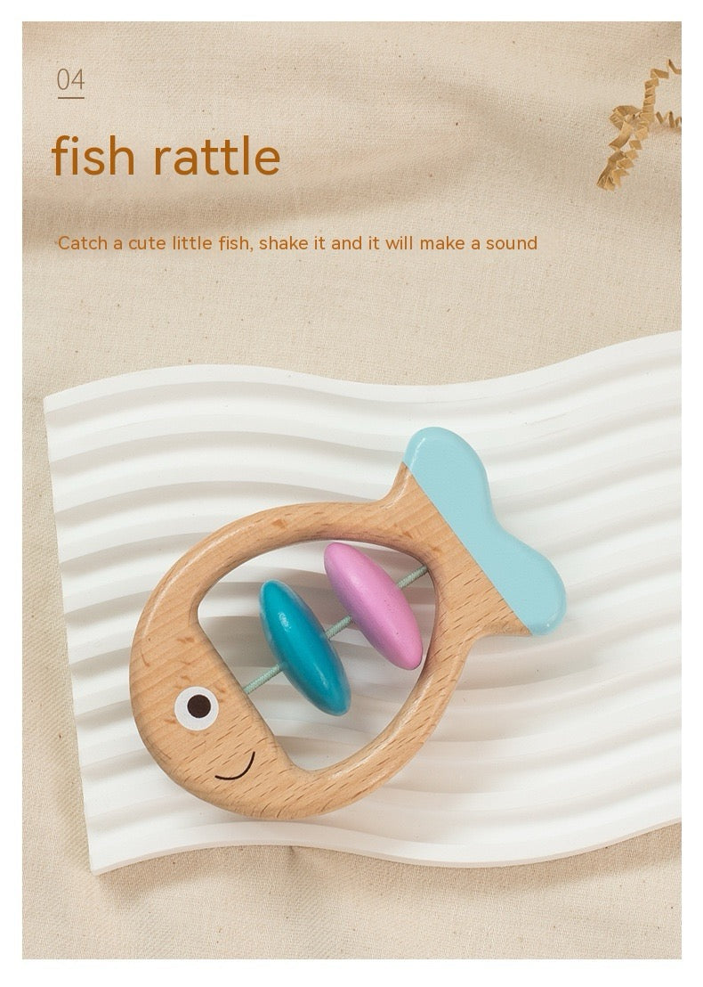 Wooden Baby Rattle & Sensory Toy Set – 5 Piece