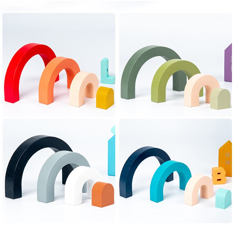 Wooden Rainbow Stacking Blocks – 4-Piece Toy