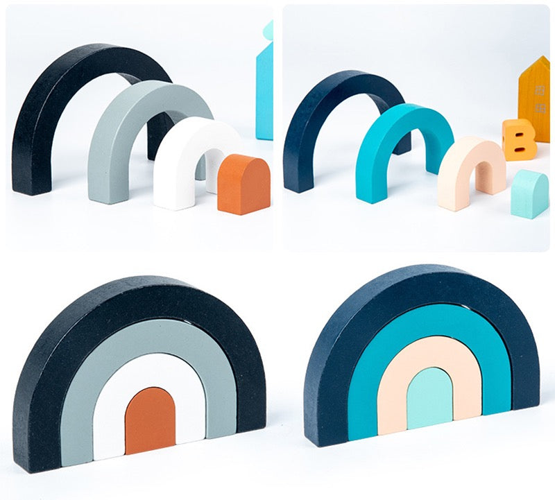 Wooden Rainbow Stacking Blocks – 4-Piece Toy