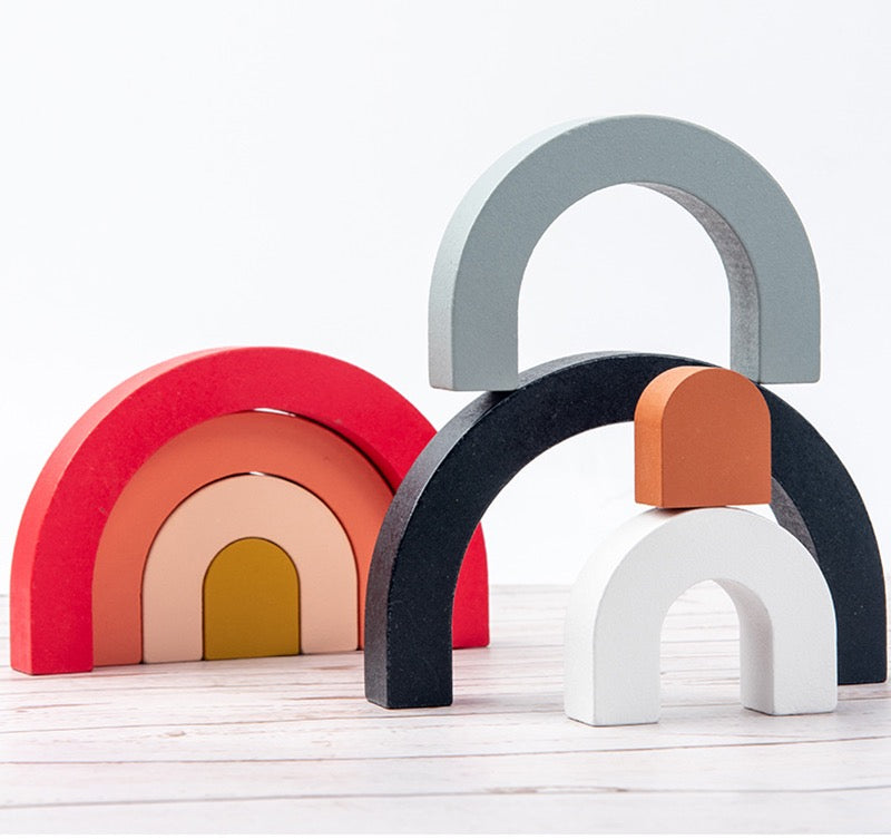 Wooden Rainbow Stacking Blocks – 4-Piece Toy