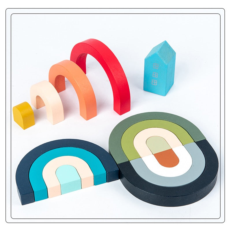 Wooden Rainbow Stacking Blocks – 4-Piece Toy